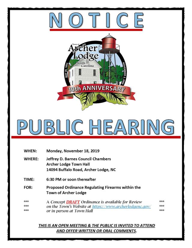 Public Hearing Notice 11.18.19 for Website and Social Media Proposed Ordinance Regulating Firearms within the Town.jpg
